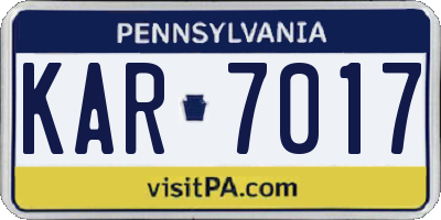 PA license plate KAR7017