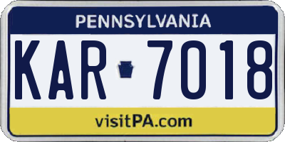 PA license plate KAR7018