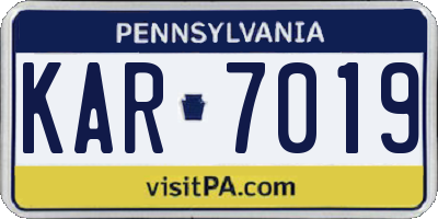 PA license plate KAR7019