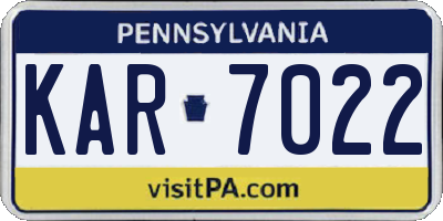 PA license plate KAR7022
