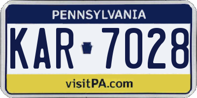 PA license plate KAR7028