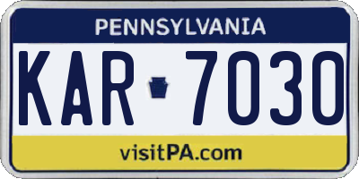 PA license plate KAR7030