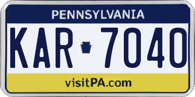 PA license plate KAR7040