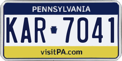 PA license plate KAR7041