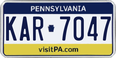 PA license plate KAR7047