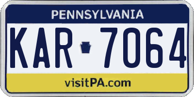 PA license plate KAR7064