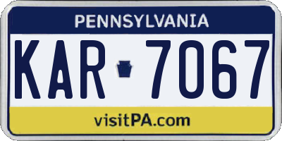 PA license plate KAR7067