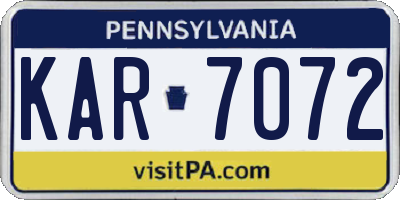 PA license plate KAR7072