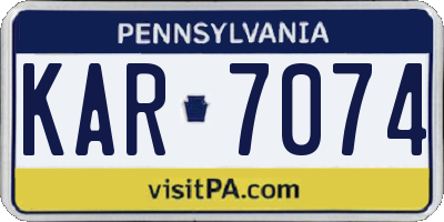 PA license plate KAR7074