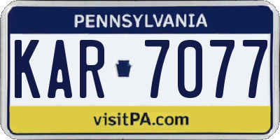 PA license plate KAR7077
