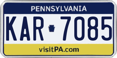 PA license plate KAR7085