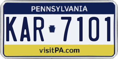 PA license plate KAR7101