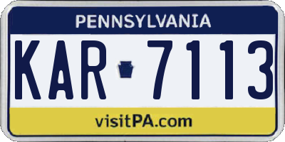 PA license plate KAR7113