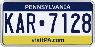 PA license plate KAR7128