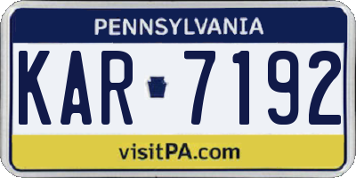 PA license plate KAR7192