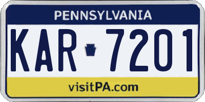 PA license plate KAR7201