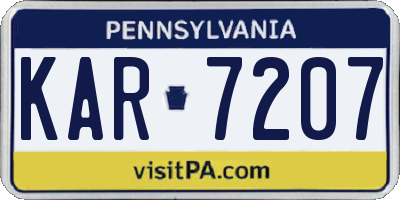 PA license plate KAR7207
