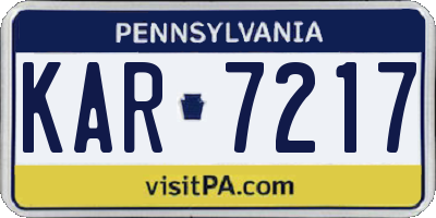 PA license plate KAR7217