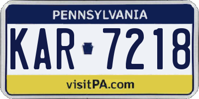 PA license plate KAR7218