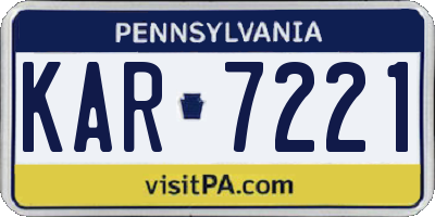 PA license plate KAR7221