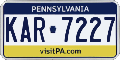 PA license plate KAR7227