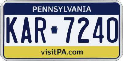 PA license plate KAR7240