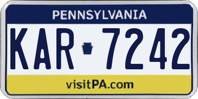 PA license plate KAR7242