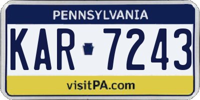PA license plate KAR7243