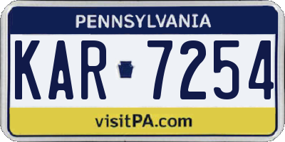 PA license plate KAR7254