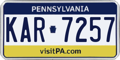 PA license plate KAR7257