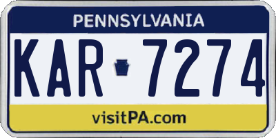 PA license plate KAR7274