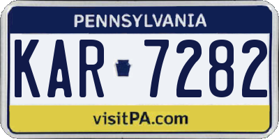 PA license plate KAR7282