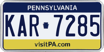 PA license plate KAR7285
