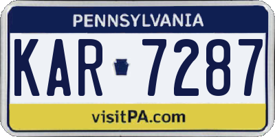PA license plate KAR7287