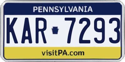 PA license plate KAR7293