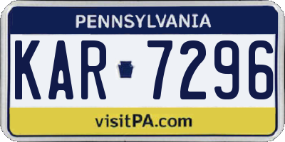 PA license plate KAR7296
