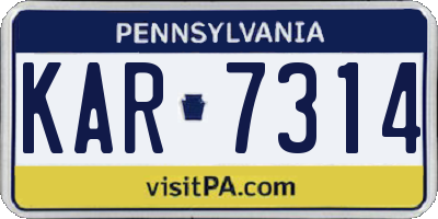 PA license plate KAR7314