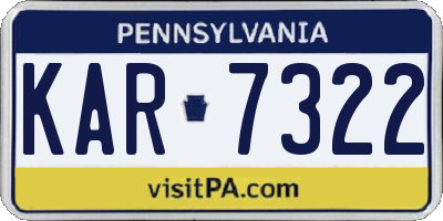 PA license plate KAR7322