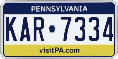 PA license plate KAR7334
