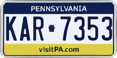 PA license plate KAR7353