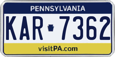 PA license plate KAR7362