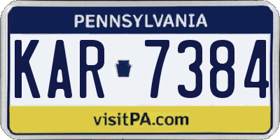 PA license plate KAR7384