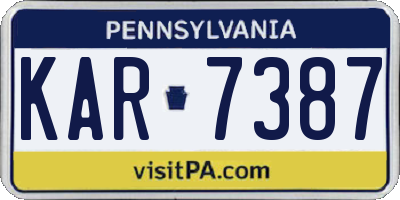 PA license plate KAR7387