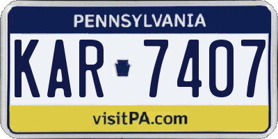 PA license plate KAR7407