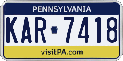 PA license plate KAR7418