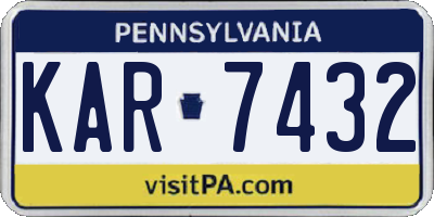 PA license plate KAR7432