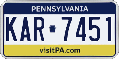 PA license plate KAR7451