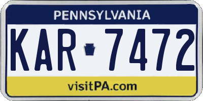 PA license plate KAR7472
