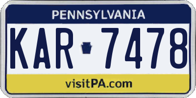 PA license plate KAR7478