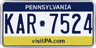 PA license plate KAR7524